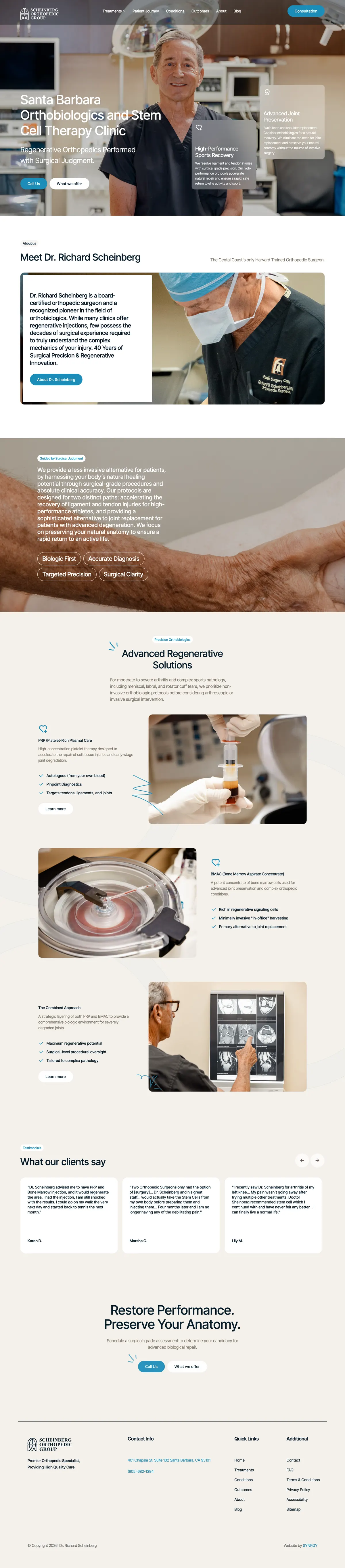 The Scheinberg Orthopedic Group website homepage