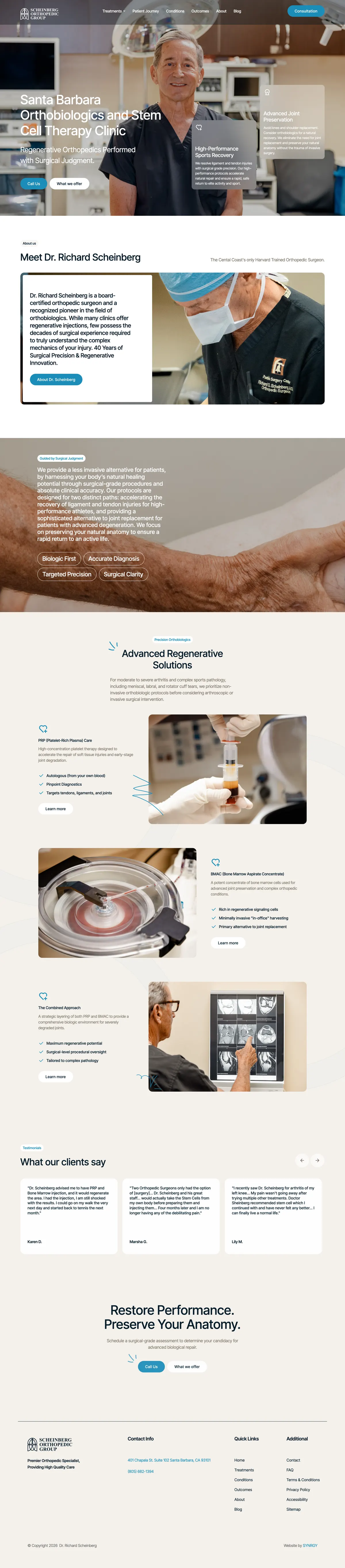 The Scheinberg Method website, scrolling preview